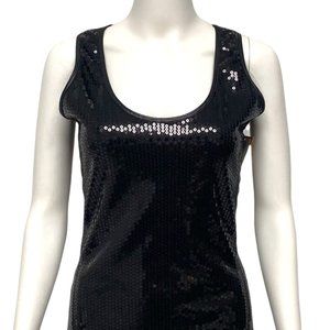Women's Sleeveless Black Sequin Bodycon Short Skinny Dress Size S